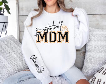 Personalized Basketball Mom Sweatshirt, Sport Mom Hoodie, Custom Mom Sweatshirt, Basketball Lover Gift, Mother's Day Gift, Basketball Player