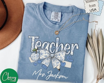 Comfort Colors® Custom Teacher Shirt, Teacher Team Shirts, Personalized School Tshirt, Teacher Gift, Customized Name Teacher Shirt Gifts