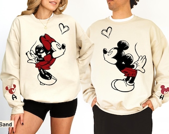 Custom Lover Mickey and Minnie Sweatshirt, Valentine Gift Hoodie, Disney Couple Disney Matching Sweater, Disney Lover Valentines Day Sweater