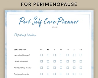 Self Care Planner for Perimenopause - Printable PDF Weekly Journal & Wellness Diary for Women
