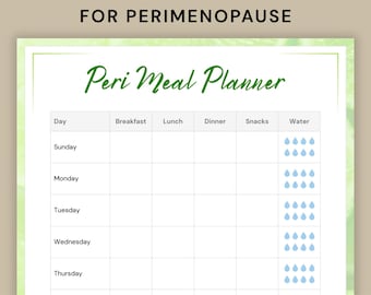 Perimenopause Meal Planner Printable PDF - Weekly Food Planning for Hormone Balance & Healthy Eating