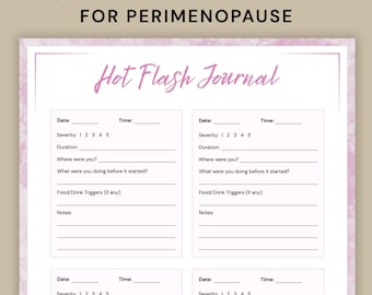 Afdrukbaar journaal opvliegers tracker - menopauze symptoomlogboek en zelfzorgdagboek voor vrouwen in de perimenopauze