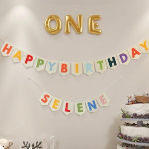 Happy Birthday Banner ,Happy Birthday Bunting , First Birthday decorations ,  Party Garland , Party Decor , Sustainable Birthday