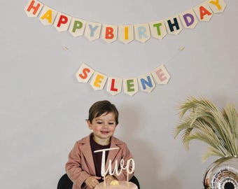 Banderole joyeux anniversaire, guirlande joyeux anniversaire, décorations de premier anniversaire, guirlande de fête, décoration de fête, anniversaire durable
