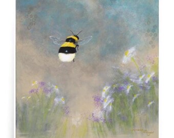 Impresión artística de abejorro, pintura de paisaje, arte original, decoración del hogar, regalos