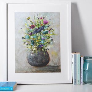 Flower art print boeket origineel schilderij home decor kunst aan de muur