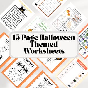 15-Page Halloween Worksheet Bundle | Printable Kids Activities, Coloring, Puzzles & Learning Games
