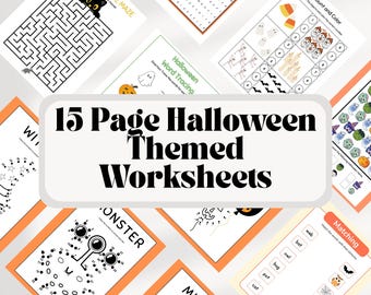15-Page Halloween Worksheet Bundle | Printable Kids Activities, Coloring, Puzzles & Learning Games