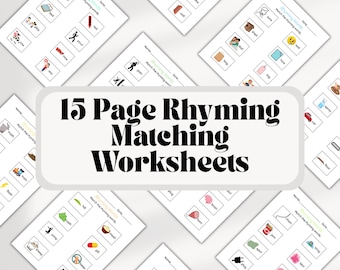 15-Page Rhyming Worksheets for Kids | Printable Matching Word Activities for PreK & Kindergarten