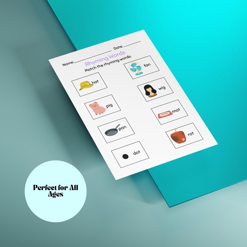 15-page Rhyming Worksheets for Kids | Printable Matching Word ...