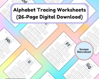 Printable Alphabet Tracing Worksheets (26 Pages) - Uppercase & Lowercase Letters Handwriting Practice for Preschool  Kindergarten