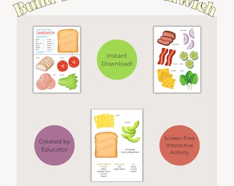 Build Your Own Sandwich Printable Food Craft – Preschool Cut & Paste Pretend Play Activity (3-Page PDF)