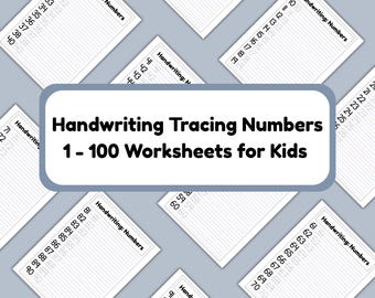 Number Tracing Worksheets 1-100 | Printable Number Writing Practice | Preschool & Kindergarten | Homeschool Activity | Digital Download