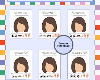 Cut & Paste Face Emotions Printable – SEL Activity, Fine Motor Skills for Preschool, Homeschool Classroom (Digital Download)