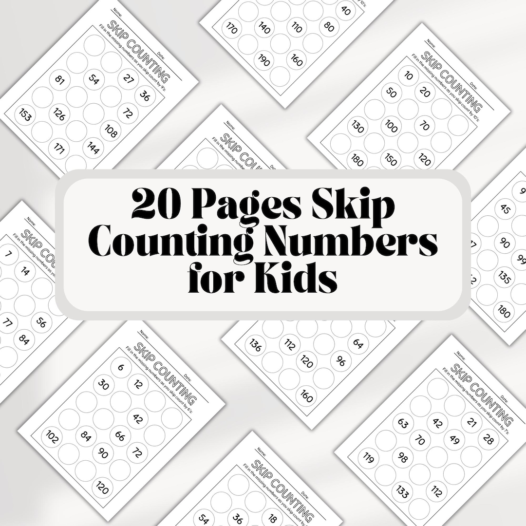 Skip Counting Worksheets: Math Practice for Kids - PDF Digital Print - Etsy