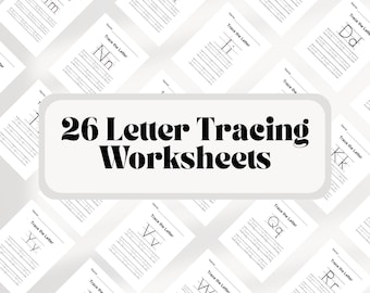 Alphabet Letter Tracing Worksheets A-Z: Handwriting Practice (Digital Download PDF)