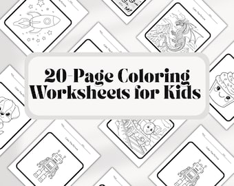 20-Page Kids' Coloring Worksheets | Fun Creative Illustrations (PDF)