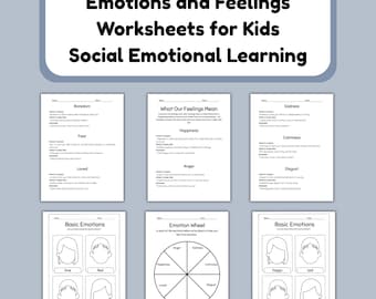 Emotions Worksheets for Kids | Social Emotional Learning Printable | Feelings Worksheets Bundle | Preschool Kindergarten SEL Activities