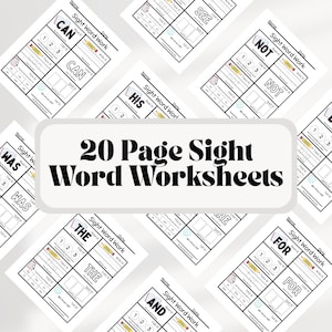 20-Page Sight Word Worksheets for PreK & Kindergarten | Printable Early Reading Practice