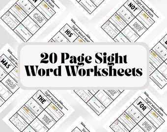 20-Page Sight Word Worksheets for PreK & Kindergarten | Printable Early Reading Practice