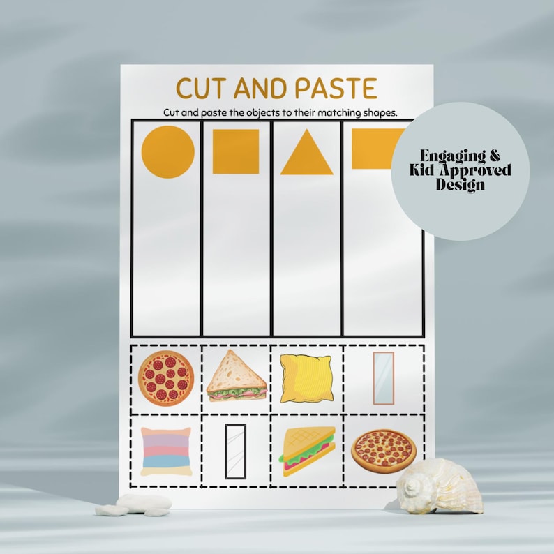 Shapes Cut & Paste Worksheets: Preschool Learning Activities (PDF) - Etsy