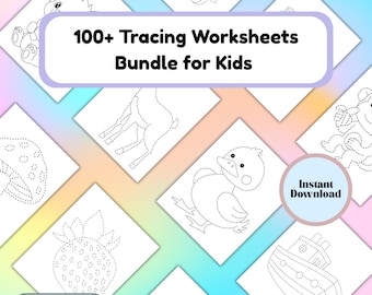 106 Tracing Worksheets Bundle – Preschool Fine Motor Skills Printable