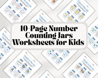 Number Counting Jars Worksheet: Preschool Math Practice (Digital Download)