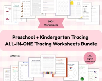 300+ Page Tracing Worksheets Mega Bundle Preschool Kindergarten Handwriting Practice Alphabet Numbers Shapes Lines Early Learning Activities