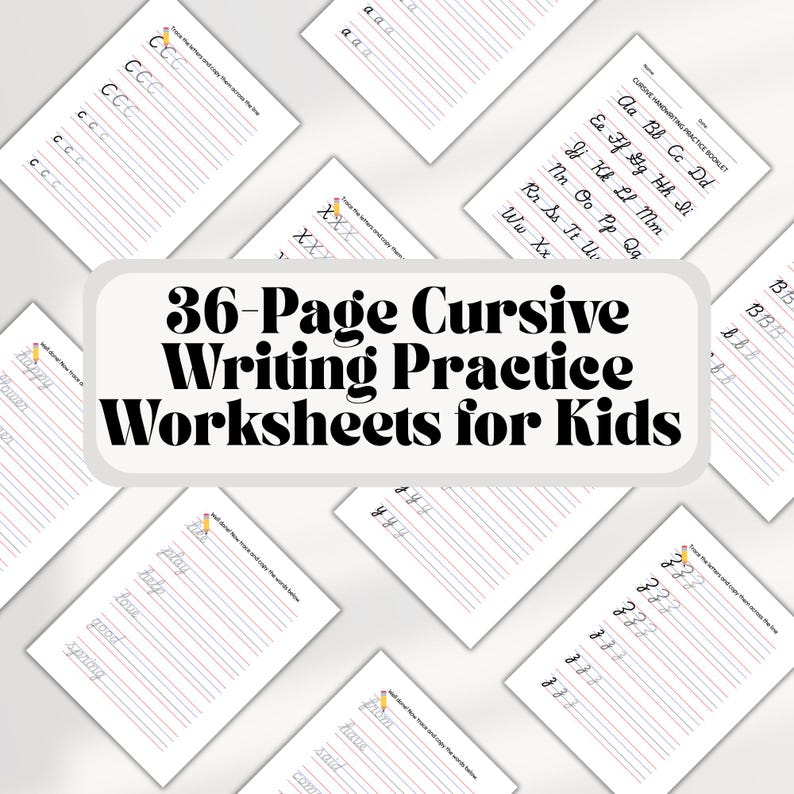 Cursive Writing Practice Workbook: 36-page Alphabet Tracing (PDF) - Etsy