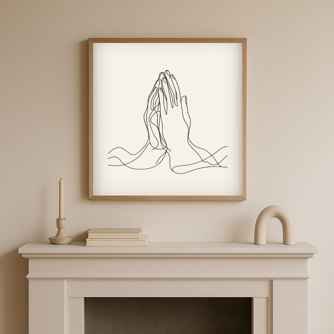 Praying Hands Line Art | Minimalist Christian Wall Print | Faith-based ...