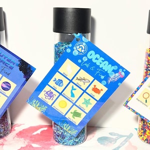 Look & Find Jar, “I Spy” inspired bottles. Sensory jars, travel, preschool activity, calming jar