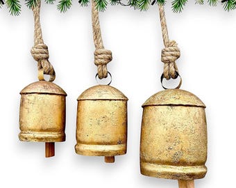 Rustic Cow‑Bell Trio – Set of 3 (3.5″, 4.5″, 5.5″)