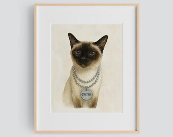 Custom Watercolor Pet Portrait, memorial gift for loss of cat, painted from photo, watercolor wall art, PRINTABLE Digital Download