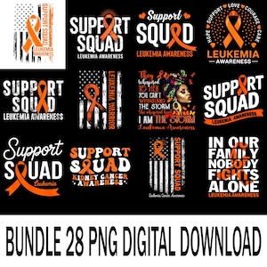 Support Squad PNG, Orange Ribbon Leukemia Awareness Sublimation, Blood Cancer Support Clipart, Digital Download for Team
