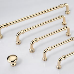 Unlacquered Polished Brass Cabinet Pulls With Bevel Backplate - Stepped Collar Style Solid Brass Handles. image 11