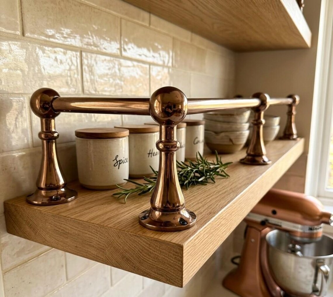 Fiddle Rail Posts PVD Rose Gold Gallery Rail/ Fiddle Rail for Bookshelves, Kitchen ...
