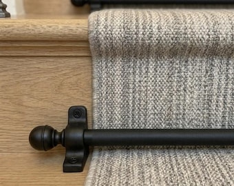 Mattschwarze Messing-Treppenstangen, Teppichläufer-Hardware-Set
