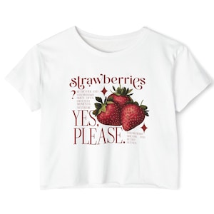 Strawberry Crop Top: Women&#39;s Festival Shirt - Raw Hem