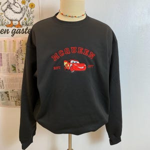 Cars McQueen Embroidered Sweatshirt: Y2K Cartoon Hoodie, Pixar Inspired