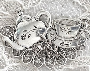 Teapot and Teacup Brooch: Tea Lover Gift, Studio BZ Original