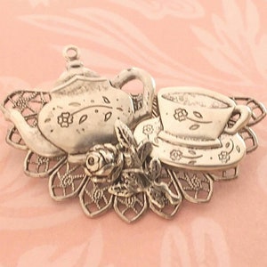 Beautiful Teapot and Teacup Brooch - 2 Styles - Tea Set Earrings - a Studio BZ Original and Best Seller
