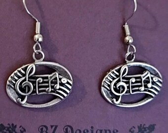 Musician Earrings: Treble Clef & Music Staff - Gift for Musicians