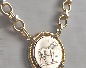 Equestrian - Unique Horse Coin Pendant Necklace