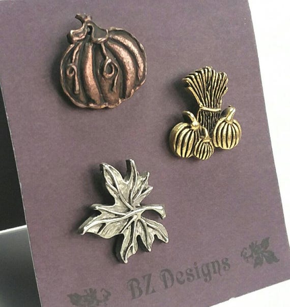 Autumn Harvest Lapel Pins: Fall Wardrobe Trio