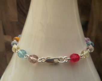 Multi-Color Fire Polished Ankle Bracelet