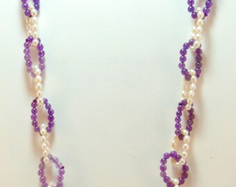 Freshwater Pearl and Amethyst Necklace