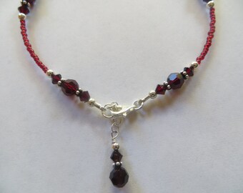 Garnet Swarovski Crystal Ankle Bracelet