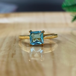 Natural Blue Topaz ring, 925 Sterling Silver, Stacking Ring, Blue Topaz Ring, Genuine Gemstone ring, Promise Ring Women, Bohemian Ring