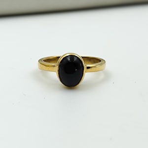 Oval Cut Black Onyx Ring, 14k Gold Ring, Handmade Ring, Statement Ring, Gemstone Ring, 925 Sterling Silver Ring, Ring For Women, Onyx Ring