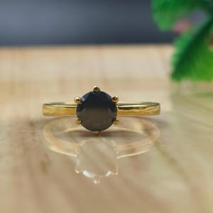 Natural Black Onyx, Crystal Handmade, 14K Gold Plated, 925 Sterling Silver, Round Gemstone Leo Ring Women Fancy Wedding Gift Ring